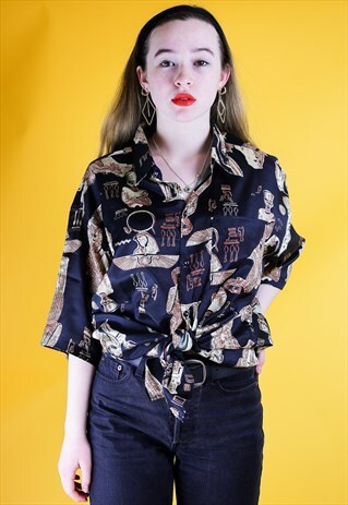 BLACK PRINT EGYPTIAN SHIRT