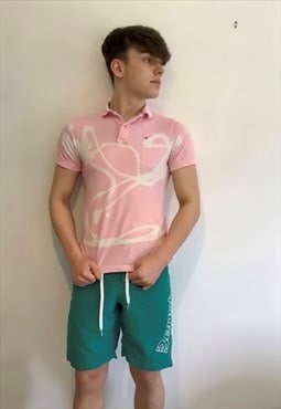 Pink acid wash overdye Tommy denim  90s polo shirt 