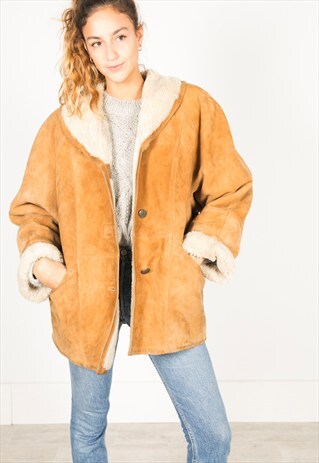 VINTAGE 80S WINTER SHEEPSKIN COAT / R053