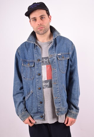 RIFLE MENS VINTAGE DENIM JACKET LARGE BLUE 90S