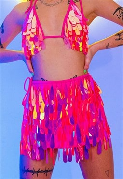 Pink Sequin Skirt Wrap Ibiza Festival Rave