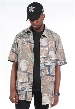 VINTAGE ABSTRACT CRAZY PRINT SHIRT