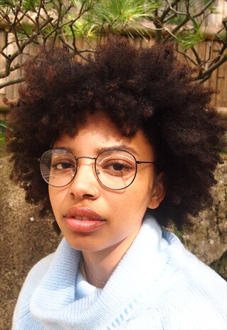 GREY SLIVER VINTAGE STYLE CLEAR LENS GLASSES
