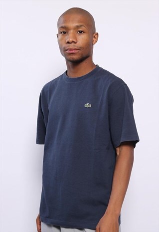 VINTAGE LACOSTE CHEST LOGO PIQUE T-SHIRT NAVY BLUE
