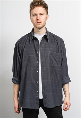 VINTAGE CORDUROY CORD SHIRT BLUE