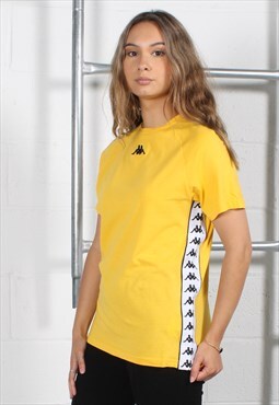 Vintage Kappa T-Shirt in Yellow with Logo Small