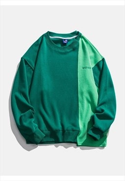 Contrast stitching sweatshirt utility jumper skate top green