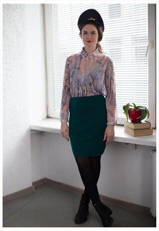 VINTAGE 80'S EMERALD GREEN KNITTED SKIRT