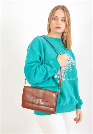 VINTAGE 90'S REAL LEATHER SHOULDER BAG