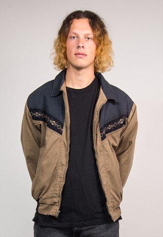 VINTAGE 90'S WESTERN STYLE AZTEC BOMBER JACKET