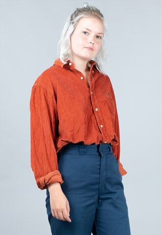 VINTAGE CORD ORANGE RALPH LAUREN SHIRT BLOUSE