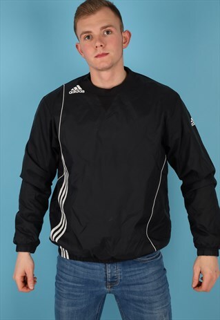 VINTAGE ADIDAS WINDBREAKER JACKET IN BLACK NJ506B