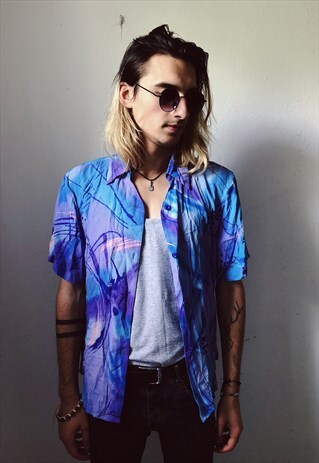 VINTAGE PURPLE ABSTRACT PATTERNED SHIRT