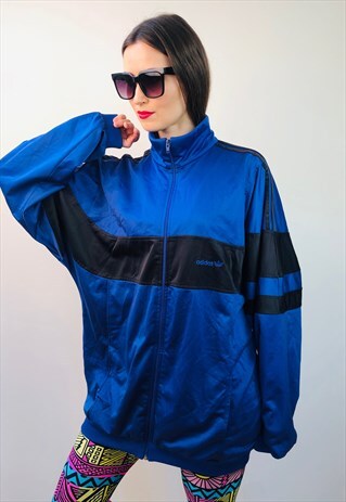 VINTAGE 90S ADIDAS GERMANY BLACK PURPLE JACKET RUNNING TENNI