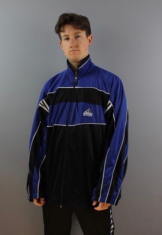 VINTAGE ADIDAS EQUIPMENT NYLON WINDBREAKER IN BLACK WITH EMB