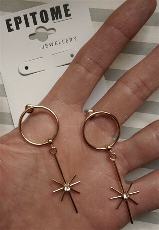 STARBURST HOOP GOLD EARRINGS
