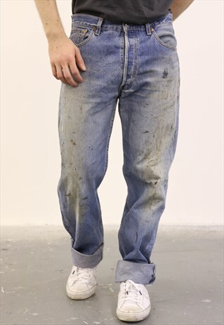 LEVI'S VINTAGE BLUE DENIM PAINT 501 JEANS
