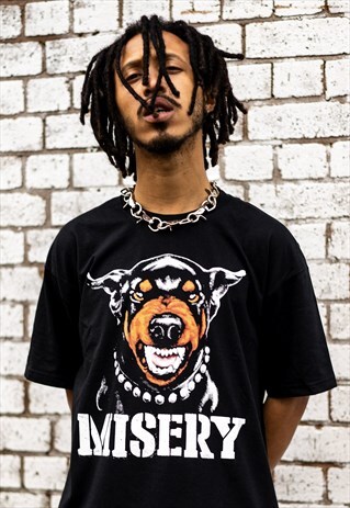 MISERY WORLDWIDE BEWARE OF THE DOG STREETWEAR PUNK T-SHIRT