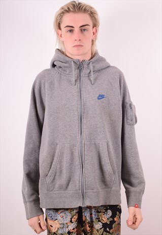 NIKE MENS VINTAGE HOODIE JACKET XL GREY 90S