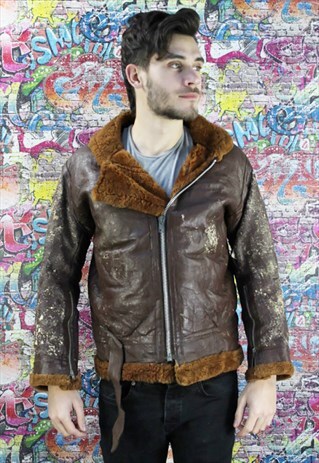 VINTAGE AVIATOR/FLYING JACKET. SHEARLING SHEEP SKIN. UNISEX.