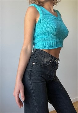 Handmade Knitted Baby Blue Top