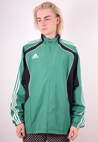 ADIDAS MENS VINTAGE TRACKSUIT TOP JACKET XL GREEN 90S