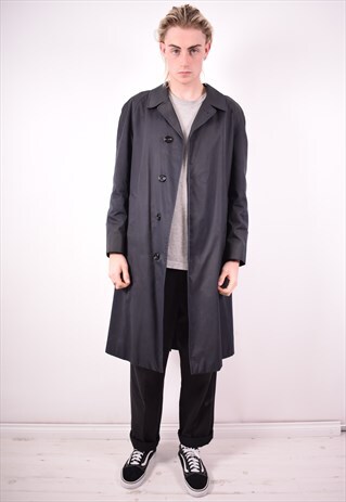 AQUASCUTUM MENS VINAGE COAT LARGE NAVY BLUE 90S