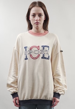 VINTAGE 80'S ICEBERG SPORT LOGO CREAM SWEATER