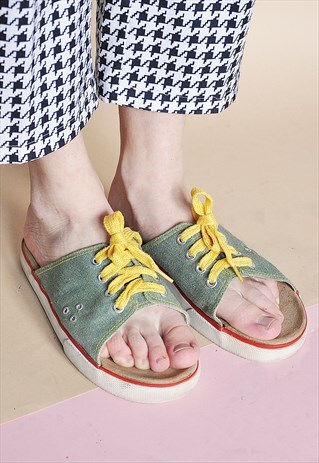 90S DENIM SLIDE SANDALS