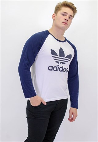 VINTAGE ADIDAS LONG SLEEVE T-SHIRT IN WHITE