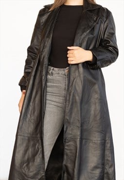Vintage  Leather Jacket Long Vericci in Black M