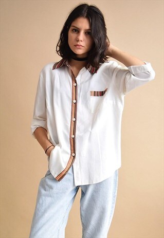 90'S RETRO OVERSIZED MINIMALIST CLASSY SHIRT BLOUSE TOP