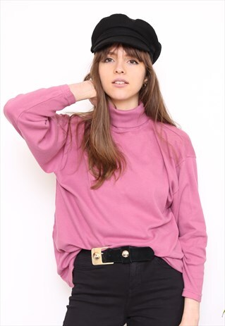 VINTAGE 90S PINK POLO HIGH TURTLE NECK TOP