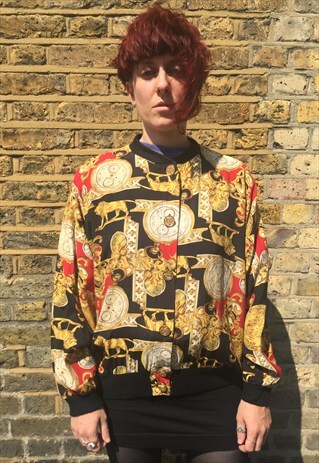 1990'S CRAZY PATTERNED BOMBER JACKET