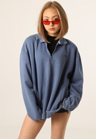 VINTAGE SLAZENGER EMBROIDERED LOGO 1/4 ZIP SWEATSHIRT
