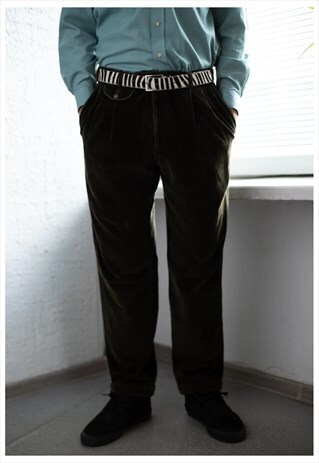 VINTAGE 80'S KHAKI CORDUROY TROUSERS