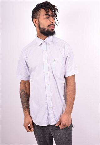 LACOSTE MENS VINTAGE SHIRT MEDIUM BLUE 90'S