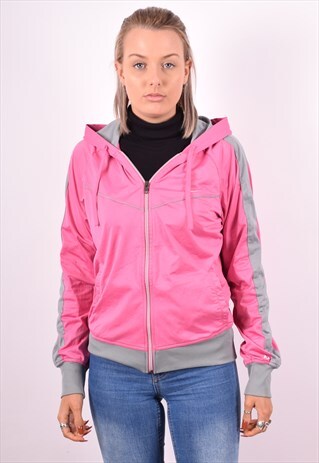NIKE WOMENS VINTAGE HOODIE JACKET LARGE PINK 90S