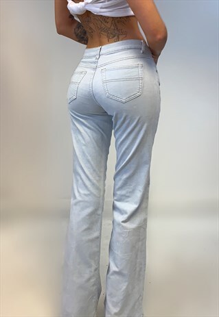 VINTAGE POWDER BLUE LOW WAIST BOOTCUT CORDUROY JEANS