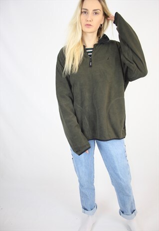VINTAGE 90S NAUTICA 1/4 ZIP OVERSIZED GREEN FLEECE JACKET