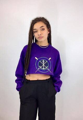VINTAGE EMBROIDERED CROPPED SWEATSHIRT
