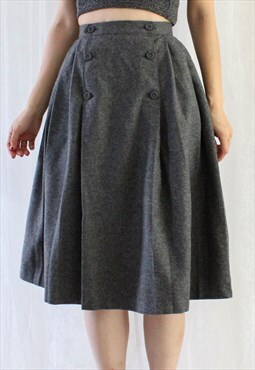 Vintage Grey Skirt With Buttons XS B403
