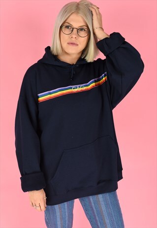 G&G UNISEX NAVY RAINBOW RIBBON HOOD
