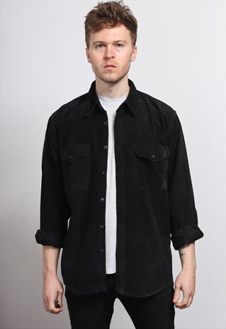 VINTAGE CORDUROY CORD SHIRT BLACK