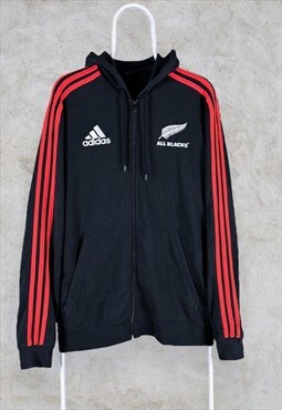 Adidas New Zealand All Blacks Hoodie Black Full Zip Men's L