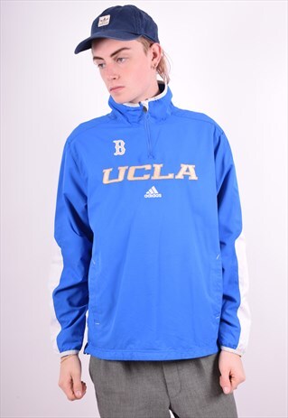 ADIDAS MENS VINTAGE PULLOVER JACKET MEDIUM BLUE 90'S