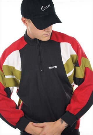VINTAGE 80S ADIDAS 1/4 ZIP SWEATSHIRT JUMPER