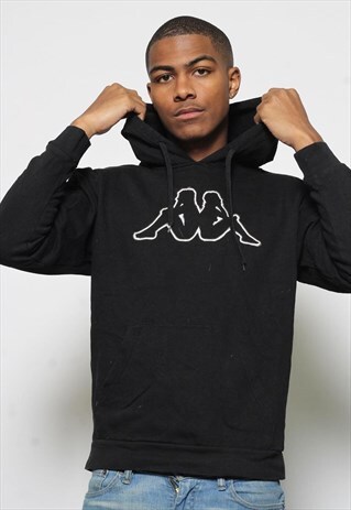 VINTAGE KAPPA LOGO HOODIE BLACK