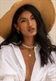 WOMEN'S CHOKER WITH GENUINE BAROQUE PEARL BEADS - GOLD