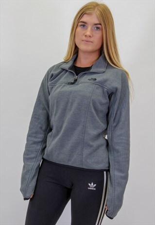 VINTAGE THE NORTH FACE FLEECE 1/4 ZIP FLEECE IN GREY S/M